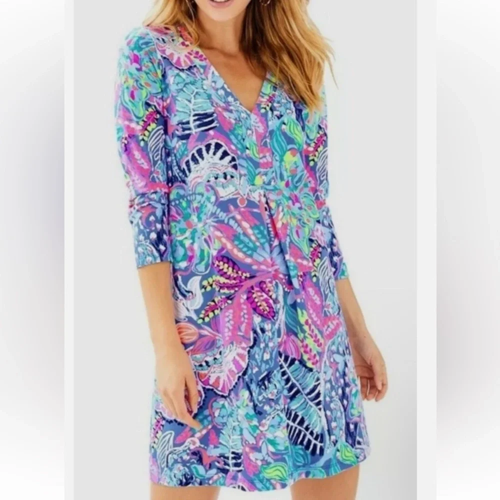 Lilly Pulitzer Amina Dress Fantasy Garden Size Medium - Picture 2 of 8